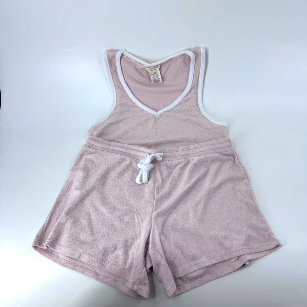 Lucky Brand 2 pc Pink Tank and shorts with White Trim - Terry cloth - Picture 3 of 11